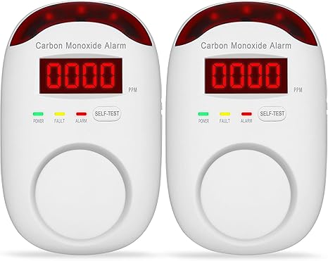 Plug-in Carbon Monoxide Detectors,Koabbit CO Level Monitoring Alarm with Light & Digital Display for Home/Kitchen/Bedroom,Accurate & Easy to Install(2 Pack)