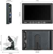 Load image into Gallery viewer, 7 inch Small HDMI Monitor 1024x600 Resolution Small 1080P Portable IPS Monitor with Remote Control with Built-in Speakers HDMI VGA Input for Gaming CCTV Security Raspberry Pi PC
