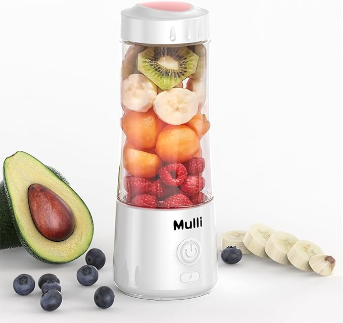 Mulli Portable Blender,USB Rechargeable Personal Mixer for Smoothie and Shakes, Mini Blender with Six Blades for Baby Food,Travel,Gym(Update)