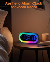 Load image into Gallery viewer, Digital Alarm Clocks for Bedrooms, Night Light Alarm Clock, Bedside Clock with USB Port, Dimmer, Timer, Sleep Sound, Customize Alarm, Loud Alarm Clock for Heavy Sleepers, Ideal Gifts for Teens Boys
