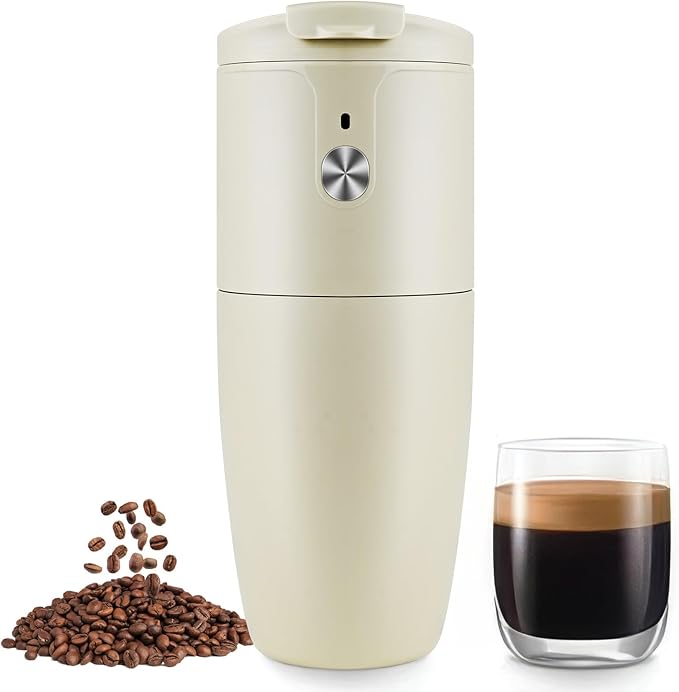 AWSL Portable Coffee Maker - Portable Espresso Machine, Electric Coffee Grinder With Stainless Steel Blades, Mini Coffee Maker, Travel Gadgets, Perfect For Camping, Travel, Rv, Hiking, Office