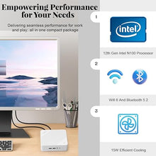 Load image into Gallery viewer, NIMO Mini-PC, 8GB RAM 1TB M.2 SSD Intel 12th Gen N100(Beat i3-1115G4) 4 Cores Desktop Mini PC, Support Upgrade Desktop PC Windows 11 Triple 4K HDMI USB3.2 BT5.2 WiFi 6 Students-Business Home Office
