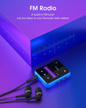 Load image into Gallery viewer, MP3 Player with Bluetooth 5.0 Portable HiFi Lossless Sound MP3 Music Player and FM Radio Recorder E-Book 2.4 inch Screen Maximum Support 128GB（Blue）
