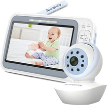 Load image into Gallery viewer, Low EMF Long Range 5&quot; HD Baby Monitor with Camera and Audio, Auto Noise Reduce, PTZ Camera, Baby Room Temperature Sensor, Auto Night Vision, Lullaby
