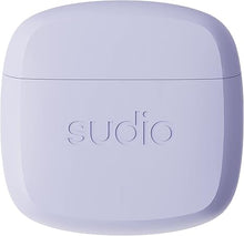 Load image into Gallery viewer, Sudio N2 True Wireless Bluetooth Open-Ear Earbuds - Multipoint Connection, Built-in Microphone for Calls, 30h Battery Time with Charging Case, IPX4 Water Resistant (Purple)
