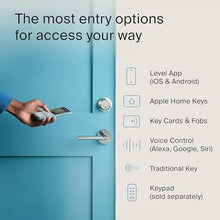 Load image into Gallery viewer, Level Lock+ Connect Wi-Fi Smart Lock Plus Apple Home Keys - Remotely Control from Anywhere - Includes Key Fobs - Works with iOS, Android, Apple HomeKit, Amazon Alexa, Google Home (Polished Brass)
