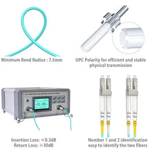 Load image into Gallery viewer, 3m(10ft) OM4 LC to LC Fiber Patch Cables, Options 7inch~500ft OM4 Fiber LC to LC Cable, Multimode Fiber Optic Duplex MMF 50/125?m 40G/100G LSZH
