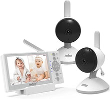 Load image into Gallery viewer, Baby Monitor with 2 Cameras, Video Baby Monitor, 4.3 Inches LCD Split Screen, 1000ft Range Rechargeable Battery, with 2 Way Audio,Temperature Detection,Baby Crying Detection,Night Vision
