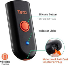 Load image into Gallery viewer, Tera Mini 1D 2D QR Wireless Barcode Scanner, Waterproof Shockproof Pocket Scanner, 3-in-1 BT &amp; USB Wired &amp; 2.4G Bar Code Reader Portable Image Scanner Work with iOS, Windows, Android 1100D
