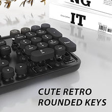 Load image into Gallery viewer, Wireless Keyboard and Mouse, KOOTOP Cute Black Keyboard and Mouse, 2.4G Wireless Keyboard with Retro Round Keycap for PC, Mac, Laptop,Tablet,Computer Windows (Black)
