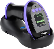 Load image into Gallery viewer, Tera Barcode Scanner Wireless with Screen: Pro Version 1D 2D QR with Setting Keypad Charging Cradle Works with Bluetooth 2.4G Wireless USB Wired Handheld Bar Code Reader HW0009 Purple
