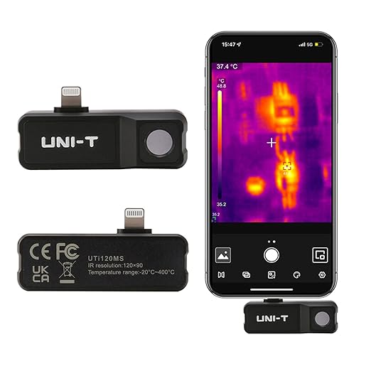 UNI T UTi120MS Thermal Camera for iPhone iOS, Infrared Cameras Thermal Imaging, 120X90 IR Resolution,Thermal Imager,-4°F~1022°F Temperature Range,25Hz Frame Rate,Support Video Recording