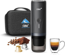 Load image into Gallery viewer, CERA+ Portable Coffee Maker Battery, Coffee Powder and NS Capsules for Self-Heating Espresso Machine with Carrying Case for Travel Campers
