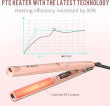 Load image into Gallery viewer, K&amp;K 1 Inch Hair Straightener with LED Display Adjustable Temperature Flat Iron for Short Hair Tourmaline Titanium Dual Voltage Auto Shut Off 4D 360°Swivel
