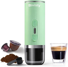 Load image into Gallery viewer, Portable Espresso Maker, Wireless Self-heating, Mini Coffee Maker, 80ml Water Tank, Ground Coffee Compatible with Nespresso &amp; Dolce Gusto for Travel, Camping, Hiking, Office (Green)
