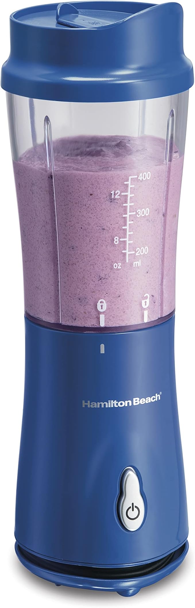 Hamilton Beach Portable Blender for Shakes and Smoothies with 14 Oz BPA Free Travel Cup and Lid, Durable Stainless Steel Blades for Powerful Blending Performance, Blue (51132)