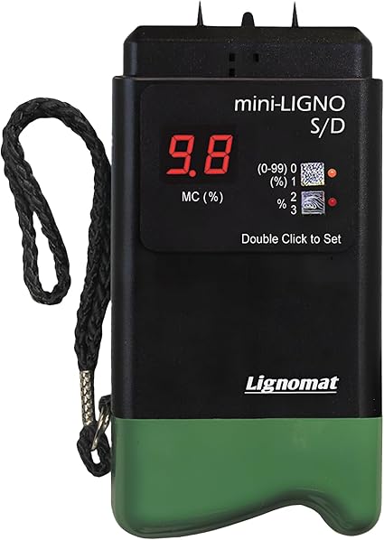 Mini-Ligno S/D Black - Pin Moisture Meter - Moist Detector for Construction, Maintenance, Flooring, Inspection, Water Damage - Humidity Detection & Moist Meter for Wood, Wall, Drywall, Gypsum