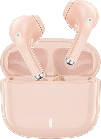 Bluetooth Headphones Small Ear Buds for Women Girls Workout Sports Earphones 5.3 True Wireless Earbuds with Mic for Apple iPhone 15 16 Pro Max 14 Plus 13 12 Google Pixel Samsung Galaxy S24 S23 Pink