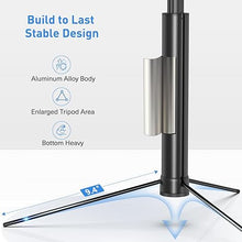 Load image into Gallery viewer, 72-inch Metal Tripod and Selfie Stick for Cell Phone and Camera, Portable Travel Tripod Stand, Rechargeable Remote, 360° Rotation, Compatible with iPhone &amp; Android and Camera, Black
