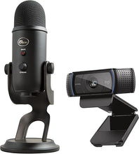 Load image into Gallery viewer, Logitech C920x HD Pro Webcam, Full HD 1080p/30fps - Black w/Blue Yeti USB Microphone - Blackout
