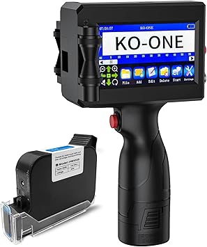 Handheld Inkjet Printer, 0.5 Inch Nozzle, Portable Inkjet Printer Gun for Text QRCode Barcode Production Date Time Logo Batch Number Print on Metal Wood Glass Cloth Carton Plastic
