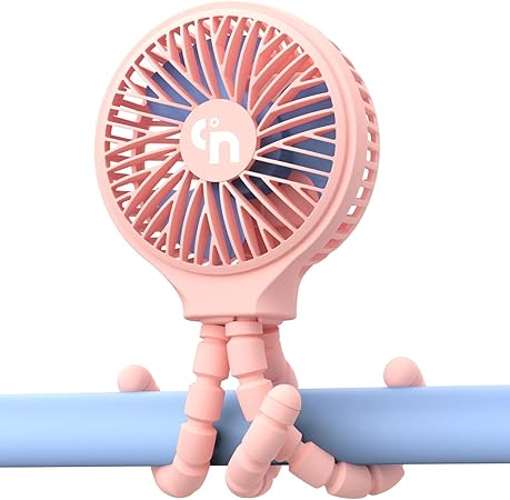 HomeLifairy Stroller Fan Clip On Baby Rechargeable Portable Fan Battery Operated Fan Mini Handheld Personal Fan USB Car Seat Small Fan for Desk Stroller Accessories Crib Car Rides (Pink)