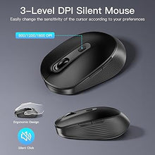 Load image into Gallery viewer, Wireless Keyboard and Mouse Combo, Soueto 2.4G Full-Sized Computer Keyboard with Phone Tablet Holder, 22 Multimedia Shortcuts, Numeric Keypad, 6 Button Silent Mouse for Windows, Mac (Space Black)
