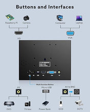Load image into Gallery viewer, Eyoyo 8 inch Small Mini Monitor 1024x768 Resolution Car Rear View TFT LCD Screen Display with HDMI/VGA/AV Video Input for PC DVD DVR CCD 140 Degree Wi
