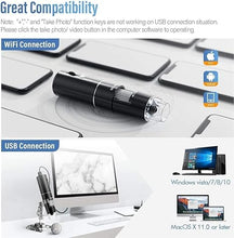 Load image into Gallery viewer, Wireless Digital Microscope, Skybasic 50X-1000X Magnification WiFi Portable Handheld Microscopes with Adjustable Stand HD USB Microscope Camera Compatible with iPhone Android iPad Windows Mac Computer
