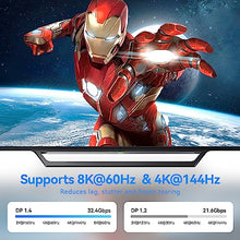 Load image into Gallery viewer, DGHUMEN 8K DisplayPort Extension Cable 6Feet, DisplayPort 1.4 Male to Female Extension Cable, Braided DP to DP Extended Cord, Supports 8K@60Hz,4K@120Hz (Grey, 6 Ft)
