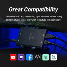 Load image into Gallery viewer, NJ500, 4K External Capture Card. 4K60/2K144/HD240 Passthrough, Stream and Record in 4K30 with ultra-low latency on PS5, Xbox X/S, in OBS and more, on PC and Mac. Supports Party Chat capture.

