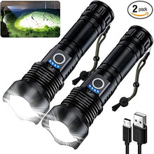 Load image into Gallery viewer, Rechargeable Flashlights 990,000 High Lumens - 2 Pack, Super Bright 12 Hours Long Life LED Flashlight with 5 Modes, High Powered Flash Light for Home, Outdoor
