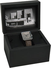 Load image into Gallery viewer, Bulova Men's Frank Lloyd Wright Limited Edition 'Ennis House' Silver Stainless Steel Watch, Grey Leather Strap Watch, Textured Medallion Grey Pattern Dial, 3 Hand (Model: 96A314)
