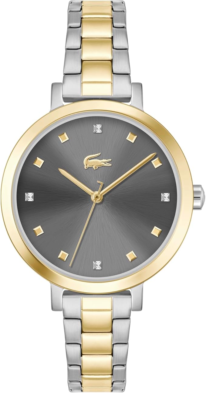 Lacoste Riga Women's 3H Quartz Watch, Stainless Steel Wristwatch, Water Resistant up to 5 ATM/50 Meters, Fashion Statement Timepiece, 34mm