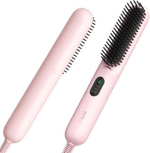 Load image into Gallery viewer, Hair Straightener Brush, 40 Million Negative Ions Hair Straightening Comb with Less Frizz, 20s Fast Heating 320°F to 390°F for Home Salon, Effortless Styling for Silky Smooth, Frizz-Free Hair, Pink
