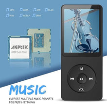 Load image into Gallery viewer, AGPTEK A02S 16GB MP3 Player, 70 Hours Playback Lossless Sound Music Player, Supports up to 128GB, Black
