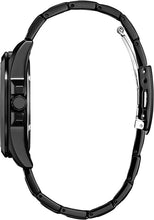 Load image into Gallery viewer, Citizen Men's Eco-Drive Marvel Wolverine Black Ion Plated Watch with Black Leather Strap and Pin Gift Set,Blue Dial, Luminous Hands, 42mm (Model: AW1435-66W)
