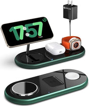 Load image into Gallery viewer, 2025 Upgraded 3 in 1 Charging Station for Apple Devices, Fast Magnetic Mag-Safe Wireless Charger Stand for iPhone 16/15/14/13/12 Series &amp; Apple Watch 1-9/Ultra &amp; AirPods Pro (Forest Green)
