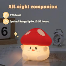 Load image into Gallery viewer, Hug Mushroom Lamp, Cute Mushroom Night Light, 2 Levels Dimmable Night Lamp, LED Squishy Night Light for Kids Sleep, Rechargeable Bedside Touch Silicone Lamp, Unique Dorm Decor Gift Toy
