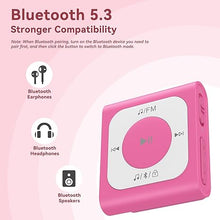 Load image into Gallery viewer, 64GB Clip MP3 Player with Bluetooth, AGPTEK Portable Music Player with FM Radio, Shuffle, No Phone Needed, for Sports - A51PL, Pink
