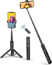 Load image into Gallery viewer, ATUMTEK Selfie Stick Tripod, Extendable 3 in 1 Aluminum Bluetooth Selfie Stick with Wireless Remote and Tripod Stand for iPhone 16/15/14/13/12/11 Pro Max/XS Max/XS/XR/X/8/7, Samsung Smartphones Black
