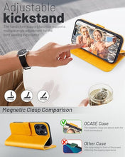 Load image into Gallery viewer, OCASE Compatible with iPhone 16 Pro Wallet Case, PU Leather Flip Folio Case with Card Holders RFID Blocking Kickstand [Shockproof TPU Inner Shell] Phone Cover 6.3 Inch 2024, Tangerine Yellow
