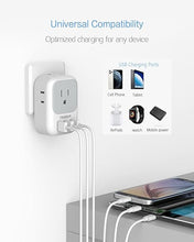 Load image into Gallery viewer, TESSAN European Travel Plug Adapter 2 Pack, US to Europe Power Adapter with 4 AC Outlets and 3 USB, Euro Charger Adaptor Type C for USA to EU Spain France Iceland Italy Germany Greece
