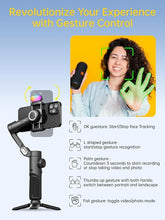 Load image into Gallery viewer, 3-Axis Gimbal Stabilizer for Smartphone, Gimbal w/RGB Magnetic Fill Light Upgraded Face Tracking Focus Wheel Foldable iPhone Gimbal for iPhone/Android Phone Gimbal Vlog Recording Smart XE Kit
