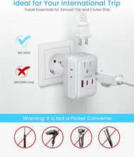 Load image into Gallery viewer, [2-Pack] European Travel Plug Adapter, VINTAR PD 35W Foldable Type C Adapter with 4 AC Outlets 3 USB Ports(2 USB C), Travel Essentials Charger for US to Most of Europe EU Italy Spain France
