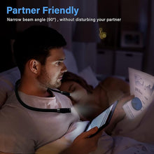 Load image into Gallery viewer, Vekkia Rechargeable LED Neck Reading Light, Book Lights for Reading in Bed, 3 Brightness Levels, Flexible Soft Silicone Arms Comfortable Wear, Long Lasting. Great for Readers, Craft &amp; Knitting,Black
