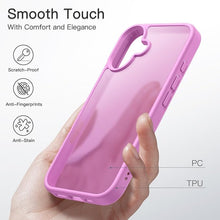 Load image into Gallery viewer, JETech Matte Case for iPhone 16 6.1-Inch, Shockproof Military Grade Drop Protection, Frosted Translucent Back Phone Cover, Anti-Fingerprint (Pink Back)

