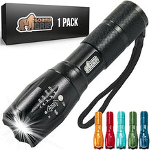 Load image into Gallery viewer, Gorilla Grip Powerful LED 750 FT Water Resistant 5 Adjustable Mode Tactical Flashlight, High Lumens Ultra Bright Zoom Flashlights, Stocking Stuffer Gift, Small Camping Car Mini Flash Light, Black
