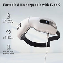 Load image into Gallery viewer, Eye Massager with Heat and Cooling for Migraines, Relax Eye Strain Dry Eyes, Music Heated Eye Massager Reduce Dark Circles Puffiness, Eye Mask Massager Improve Sleeping Christmas Gifts(White)
