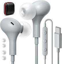 Load image into Gallery viewer, USB C Headphones for iPhone 15 16 Pro Max,Samsung S24 S23 S22 S21 Ultra FE, Magnetic Wired Earbuds Noise Isolation in-Ear Type C Earphones Microphone Volume Control for iPad, Pixel 8 7 6 5, Sky-Grey
